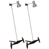 Pair of Modern Floor Lamps with Freeform Walnut Base