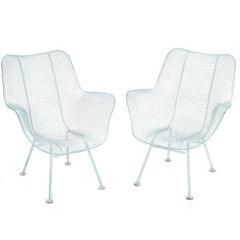 Set of Russel Woodard White Metal Outdoor Chairs