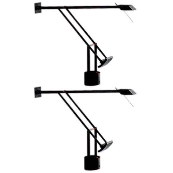 Pair of Tizio Italian Black Desk Lamps by Artemide