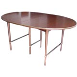 Paul McCobb Oval Dining Table with Brass Stretchers