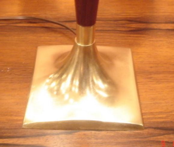 American Pair of 1960s Laurel Walnut & Brass Table Lamps