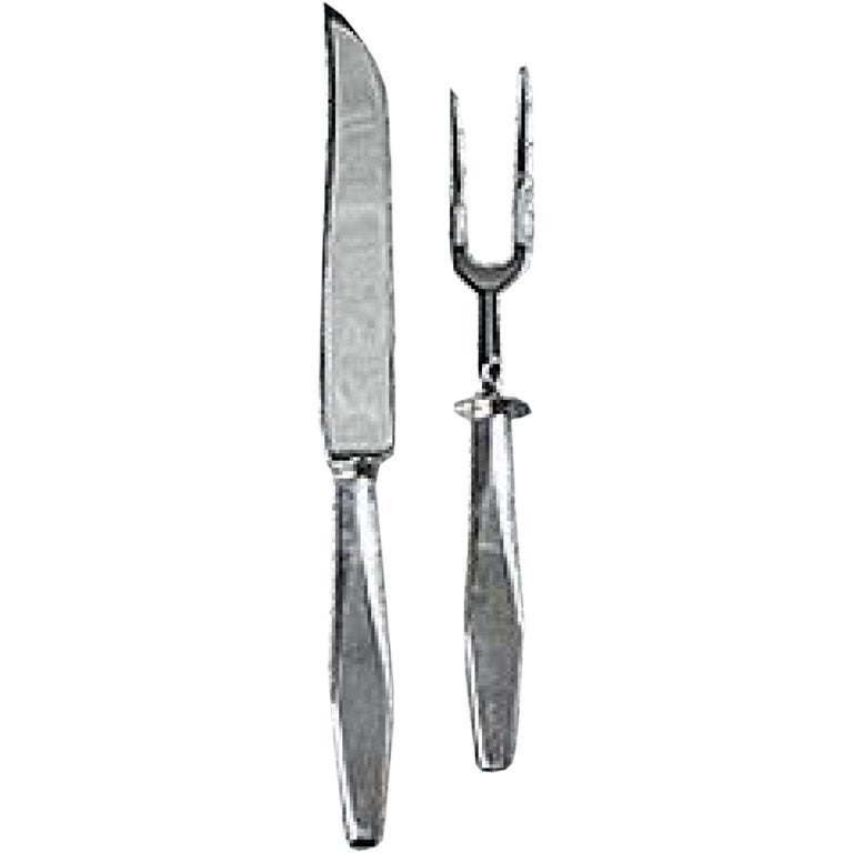 GIO PONTI Diamond Silver Carving Knife & Fork by Reed & Barton