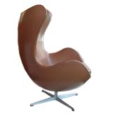 Vintage Leather Egg Chair by Arne Jacobsen