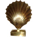 1970s Hollywood Regency Mottled Brass Shell Lamp