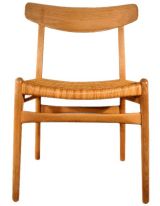 Set of Oak Dining Chairs with Caned Seats by Hans Wegner