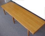 Bleached Mahogany & Brass Coffee Table by Harvey Probber