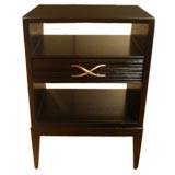 A Single Paul Frankl Mahogany Nightstand with X Shaped Handles