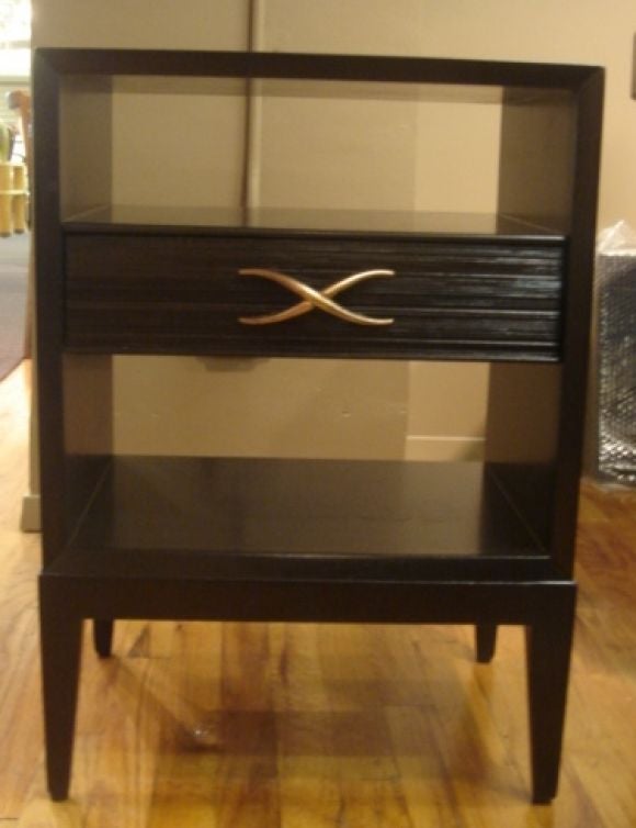 A Single Paul Frankl Mahogany Nightstand with X Shaped Handles