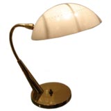 Lightolier Desk Lamp in Brass with White Enameled Shade
