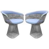 Pair of Vintage Warren Platner for Knoll Wire Armchairs in COM