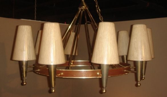 Monumental Brass Chandelier by Paavo Tynell for Lightolier