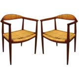 Rare Pair of Oak THE Chairs by Hans Wegner for Johannes Hansen