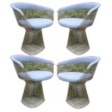 Set of 4 Vintage Warren Platner for Knoll Wire Armchairs in COM