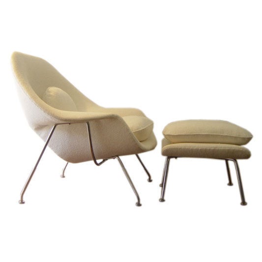 Vintage Womb Chair & Ottoman by Saarinen for Knoll in COM/COL