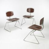 Pair of Beaubourg Wire & Leather Chairs by Cadestin & Laurent