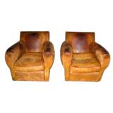 Pair of Vintage French Leather Elephant Chairs