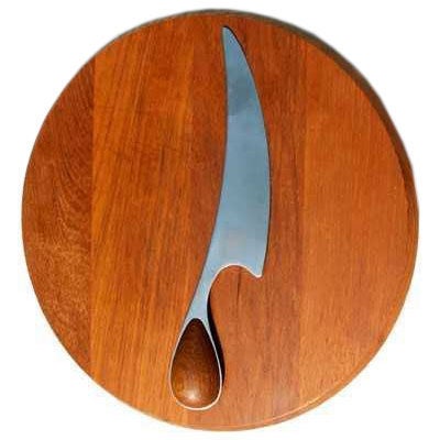 Dansk Teak Cheese Cutting Board and Knife in Torun Pattern