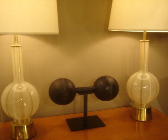 American Antique Iron Dumbbell Mounted on Custom Stand