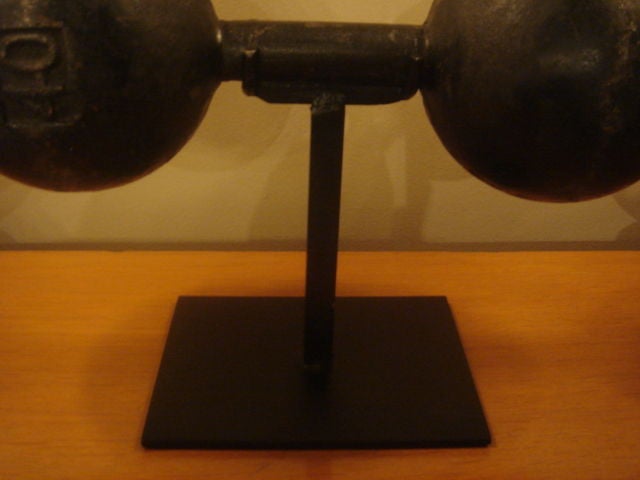 20th Century Antique Iron Dumbbell Mounted on Custom Stand