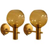 Pair of Brass & Glass Sconces in the style of Fontana Arte