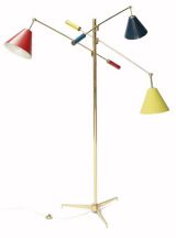 Very Early Arredoluce Triennale Tri-Color Italian Floor Lamp