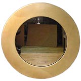 Karl Springer Round Mirror in Ivory Lacquered Goatskin