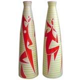 Pair of Tall Vases By Janos Torok For Zsolnay