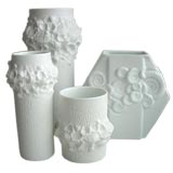 Collection of White Vases with Seashell Motifs by Kaiser
