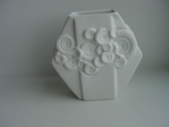 Collection of White Vases with Seashell Motifs by Kaiser 1