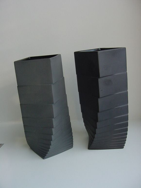 Black Bisque Porcelain Vases. Designed by Christa Hausler-Goltz for Rosenthal<br />
Sold Individually