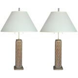 Pair of Carved Wood Lamps