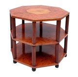 FRENCH ART DECO BURL WALNUT AND ASH VENEERED OCTAGONAL TABLE