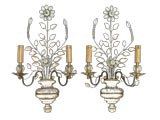 Vintage FRENCH 1940'S CHAMPAGNE COLORED GLASS WALL LIGHTS by Bagues