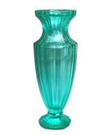 A STRIKING CZECH 1950'S AQUAMARINE LEAD CRYSTAL VASE