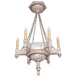 Antique ITALIAN NEO-GOTHIC CARVED AND GILTWOOD HEXAGONAL CHANDELIER