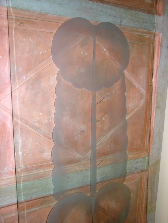 Mid-20th Century FOUR ITALIAN 1940'S ETCHED GLASS DOORS possibly by  Fontana Arte