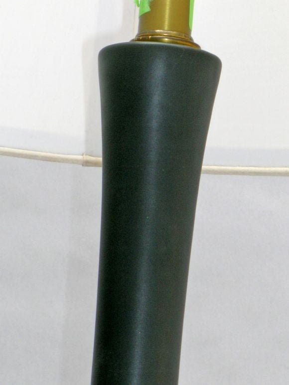 PAIR OF ITALIAN 1950'S HAND-BLOWN BLACK MATTE GLASS OVOID VASES