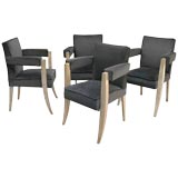 SET OF FOUR  FRENCH 1940
S LIMED OPEN ARM CHAIRS after Quinet