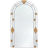 ITALIAN 1960'S ARCHING BEVELED GLASS WALL MIRROR