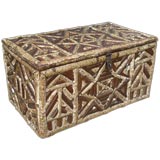 SWISS PROVINCIAL BIRCH TWIG-APPLIED RECTANGULAR WOODEN BOX