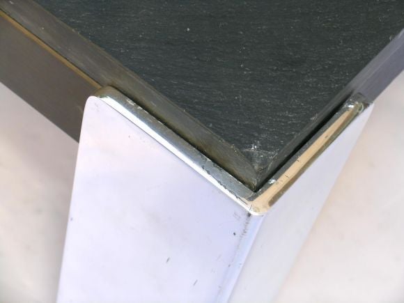 An American 70's Aluminum & Slate Table style of Willy Rizzo
