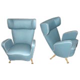 PAIR OF UPHOLSTERED  ARM CHAIRS by Gio Ponti & Giulio Minoletti