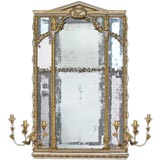 LARGE ITALIAN NEO-CLASSICAL IVORY PAINTED & MECCA MIRROR