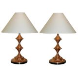 A PAIR OF AMERICAN ART DECO COPPER  TABLE LAMPS