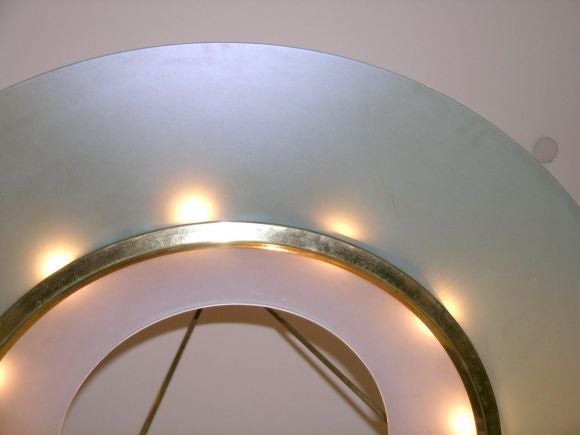 ITALIAN 1950S CIRCULAR PALE GREEN CHANDELIER by Fontana Arte
