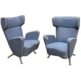 ITALIAN 1950'S WINGED-BACK ARM CHAIRS by Ponti-Minoletti