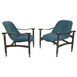 PAIR OF ITALIAN 1960'S WENGE ARM CHAIRS by Busnelli