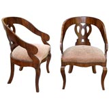 Antique 19TH CENTURY AUSTRIAN ROSEWOOD-VENEERED TUB CHAIRS