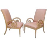 FRENCH 1940'S SCROLLING PLUME ARM CHAIRS