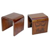A PAIR OF ITALIAN 1950'S ROSEWOOD SIDE TABLES.